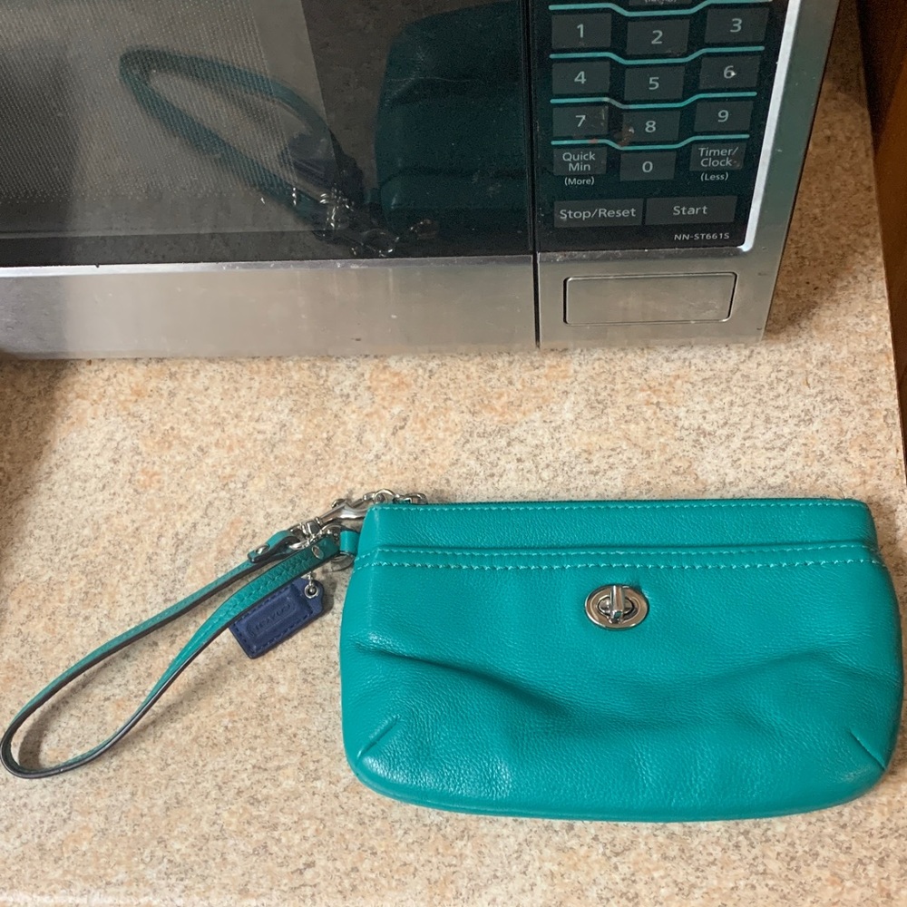 Coach Turquoise Leather Wristlet